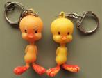 2 x Tweety - Looney Tunes - geel en oranje - jaren 60-70, Verzamelen, Sleutelhangers, Ophalen of Verzenden, Gebruikt, Knuffel of Figuurtje