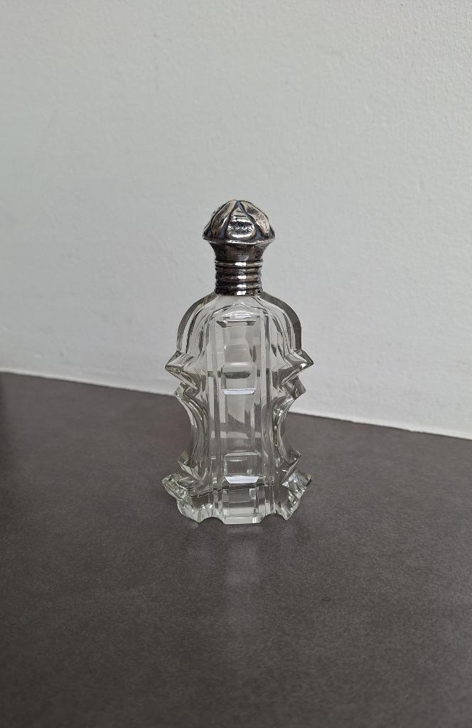 *Antiek parfumflesje zilver/ glas, Antiek en Kunst, Antiek | Glas en Kristal, Ophalen of Verzenden