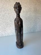 Afrikaans Houten Beeld Vrouw met Mand Handgesneden Decoratie, Ophalen of Verzenden