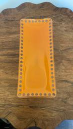 Cakeschaal oranje glas 29/12 cm., Gebruikt, Ophalen of Verzenden, Overige stijlen, Glas