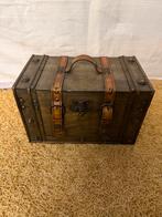 Vintage Houten Kist met Leren Details, Ophalen of Verzenden
