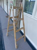 TRAPLEER dubbele trap, 3 a 4 treden, hoogte ingeklapt 150 cm, Ophalen, Gebruikt