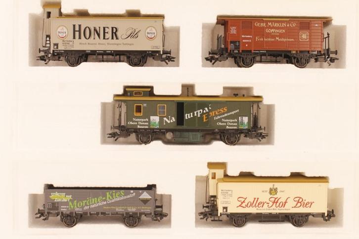 Marklin 84212 H0 Vijf goederenwagen Naturpark Obere Donau, Hobby en Vrije tijd, Modeltreinen | H0, Zo goed als nieuw, Treinset