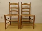 Houten eetkamer stoel kerkstoel eiken hout biezen zitting 4x, Antiek en Kunst, Antiek | Meubels | Stoelen en Banken, Ophalen