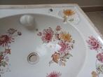 Antieke Engelse wastafel onderbouw gekleurde bloemen