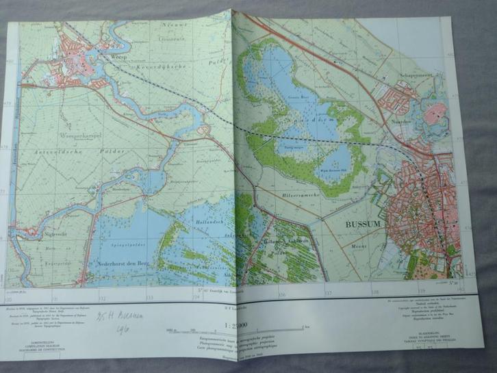 25 H Bussum Weesp Schapenmeent Nigtevecht Plattegrond 1961, Antiek en Kunst, Kunst | Litho's en Zeefdrukken, Ophalen of Verzenden
