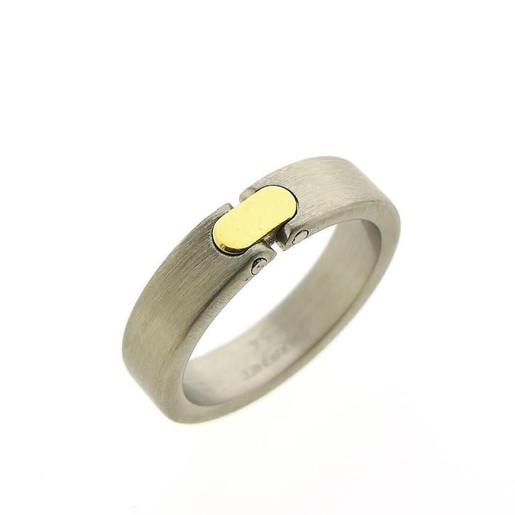 Pequignet bicolor stalen/gouden Moorea ring, Sieraden, Tassen en Uiterlijk, Ringen, Gebruikt, Dame of Heer, 19 tot 20, Zilver