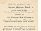 Groenlo1896-Vught1963 Herman G.Frank- notaris /A. Adelmeijer, Verzamelen, Bidprentjes en Rouwkaarten, Bidprentje, Verzenden