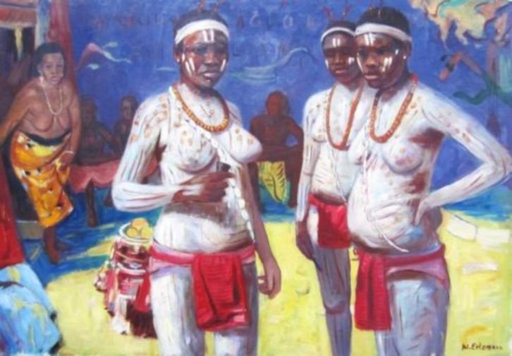 ==beschilderde vrouwen==Wolfgang Erlemann 1922-1996=, Antiek en Kunst, Kunst | Schilderijen | Modern, Ophalen