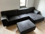 Antraciet suède bank + hocker, Ophalen, Gebruikt, Leer, Modern