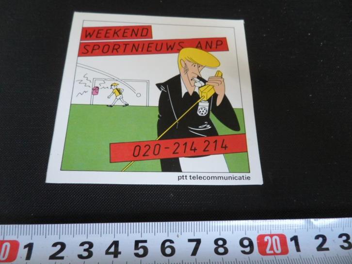 sticker PTT Telecom weekend sportnieuws ANP 020-214214, Verzamelen, Stickers, Zo goed als nieuw, Bedrijf of Vereniging, Ophalen