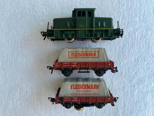 Fleischmann set met loc, reinigingswagon en lagebakwagen, Hobby en Vrije tijd, Modeltreinen | H0, Gebruikt, Treinset, Gelijkstroom
