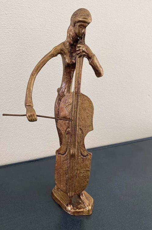 design beeldje sculptuur celliste muzikante player speelster, Antiek en Kunst, Kunst | Beelden en Houtsnijwerken, Ophalen of Verzenden