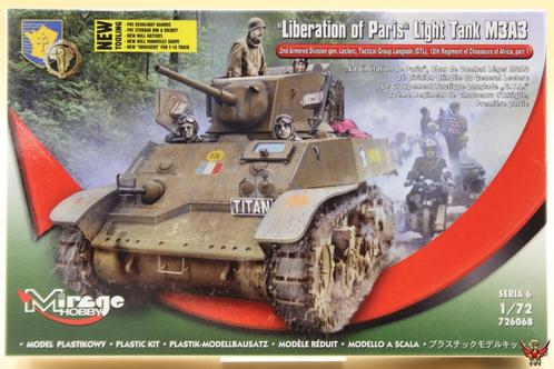Mirage Hobby 1/72 Liberation of Paris Light Tank M3A3, Hobby en Vrije tijd, Modelbouw | Auto's en Voertuigen, Nieuw, Tank, 1:50 of kleiner
