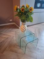 Vermoedelijk Fiam glazen bijzettafels vintage waterfall, 45 tot 60 cm, Minder dan 55 cm, Gebruikt, Rond