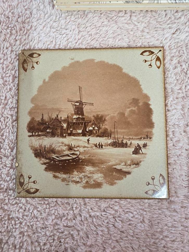 Vintage Delftse Tegel - Rivier in Winter, Antiek en Kunst, Antiek | Wandborden en Tegels, Ophalen of Verzenden