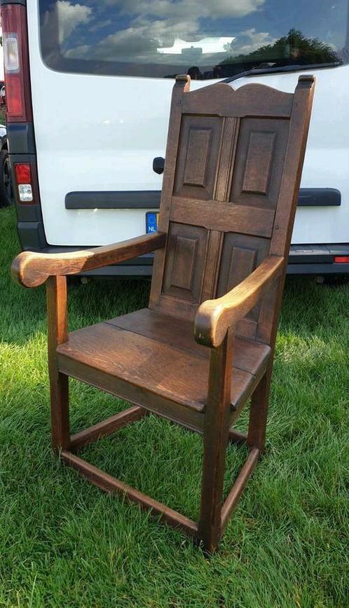 19e eeuws Engels Eiken kloosterstoel bureaustoel wabi sabi, Antiek en Kunst, Antiek | Meubels | Stoelen en Banken, Ophalen