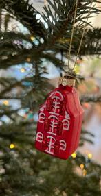 Glazen Kerstboom hanger kerstbal rood grachtenpand, Ophalen of Verzenden, Gebruikt, Decoratie