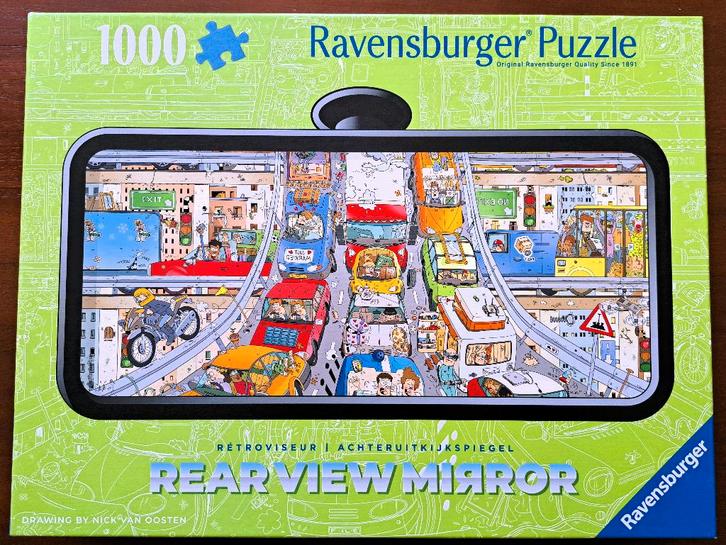 Ravensburger puzzel Verkeerschaos 1000 st. Rear vieuw mirror, Hobby en Vrije tijd, Denksport en Puzzels, Zo goed als nieuw, Legpuzzel