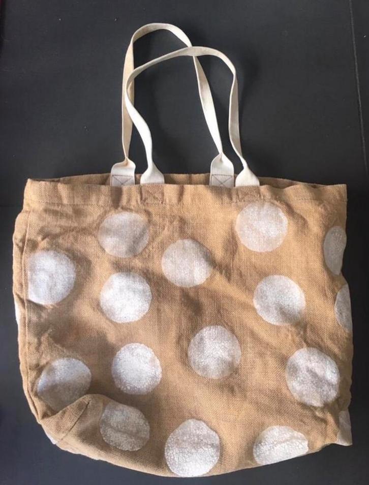 Grote linnen shopper boodschappen tas strandtas 52x43cm, Sieraden, Tassen en Uiterlijk, Tassen | Damestassen, Zo goed als nieuw