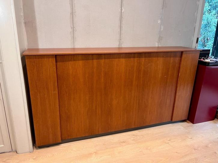 Vintage inklapbaar kastbed / Murphybed teak fineer, jaren 60, Huis en Inrichting, Slaapkamer | Bedden, Gebruikt, Eenpersoons, 90 cm