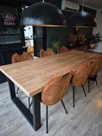 Mango Houten eettafel met Metalen Onderstel, Huis en Inrichting, Tafels | Eettafels, 200 cm of meer, Metaal, Rechthoekig, 50 tot 100 cm
