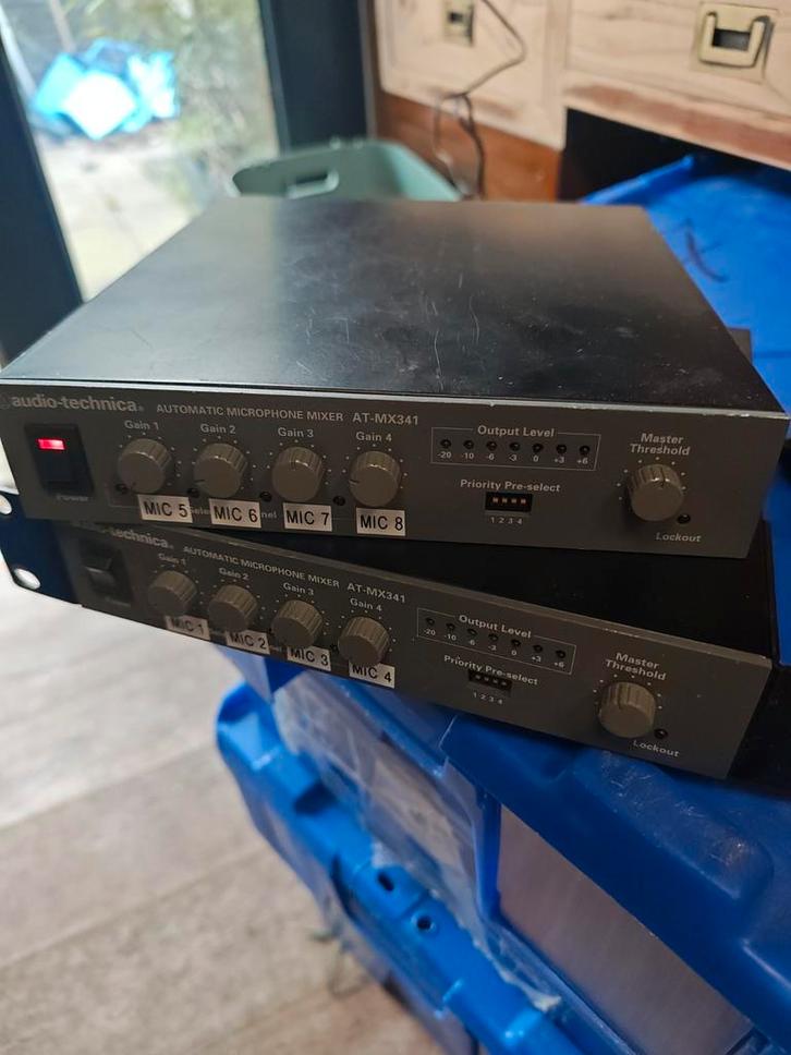 Audio-Technica AT-MX341 Automatische Microfoon Mixer, Muziek en Instrumenten, Mengpanelen, Gebruikt, 5 tot 10 kanalen, Microfooningang