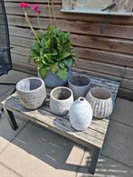 Leuke bloempotten te koop!, Ophalen, Steen, Gebruikt, Minder dan 30 cm