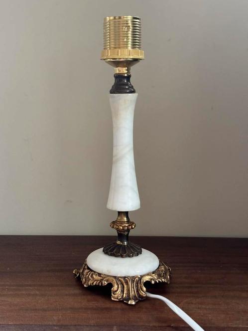 Vintage, retro lamp met marmer en messing, Antiek en Kunst, Antiek | Lampen, Ophalen of Verzenden