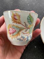 4 antieke kop en schotels Societe Ceramique bloemen kommen, Ophalen of Verzenden