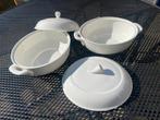 Porseleinen witte schalen met deksel / Royal bone China, Ophalen, Zo goed als nieuw, Overige materialen, Overige typen