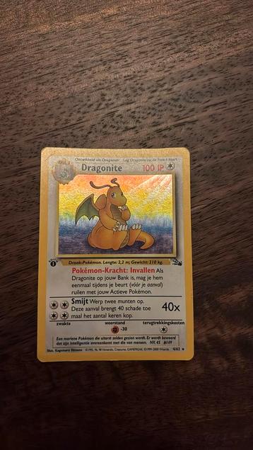 Dragonite Pokémon kaart holo 4/62 1st edition beschikbaar voor biedingen