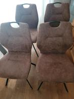 4 bruine eetkamerstoelen (Leenbakker model Jesse), Ophalen, Gebruikt, Bruin, Vier