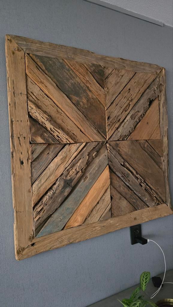 PTMD Houten Schilderij - 100x102 cm, Ophalen, Zo goed als nieuw