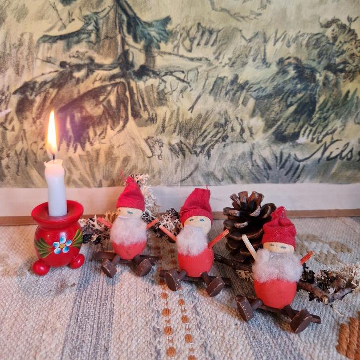 3x Kerstkabouters op Schommel Zweeds, Diversen, Kerst, Gebruikt, Ophalen of Verzenden