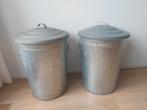2x Zinken vuilnisbak (groot), Huis en Inrichting, Woonaccessoires | Prullenbakken, Ophalen, Overige materialen, Gebruikt, 40 liter of meer