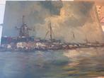 Hollands Havenzicht getaxeerd schilderij J. Kelderman, Antiek en Kunst, Ophalen of Verzenden