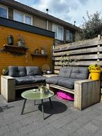 Hoekbank steigerhout inc. kussens, Tuin en Terras, Tuinsets en Loungesets, Bank, Gebruikt, Ophalen, Steigerhout