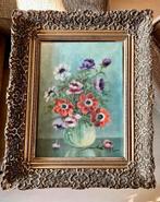 Stilleven Anemonen in vaas acrylverf op canvas A. Bram, Antiek en Kunst, Ophalen of Verzenden