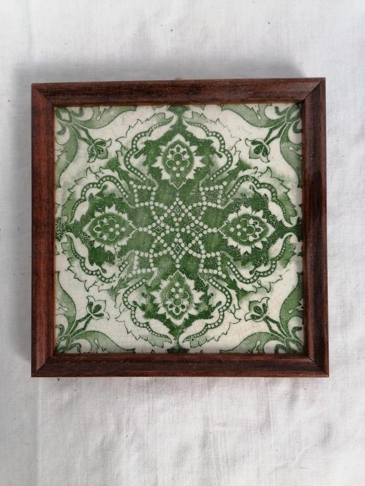 Vintage Tegel in Houten Lijst, Antiek en Kunst, Antiek | Wandborden en Tegels, Ophalen of Verzenden