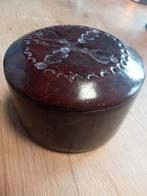 Vintage lederen sieradendoosje met armband, Antiek en Kunst, Ophalen of Verzenden
