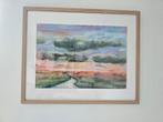 Pastelkrijt Schilderij in Eiken Lijst, Ophalen of Verzenden