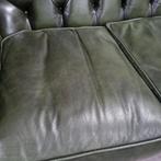 Engelse Chesterfield bank groen leer + BEZORGING GRATIS, Huis en Inrichting, Gebruikt, Chesterfield, Ophalen of Verzenden, Rechte bank