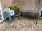 Terrastafel en 4 buitenstoelen GRATIS af te halen, Tuin en Terras, Ophalen, Gebruikt, Rechthoekig, Aluminium