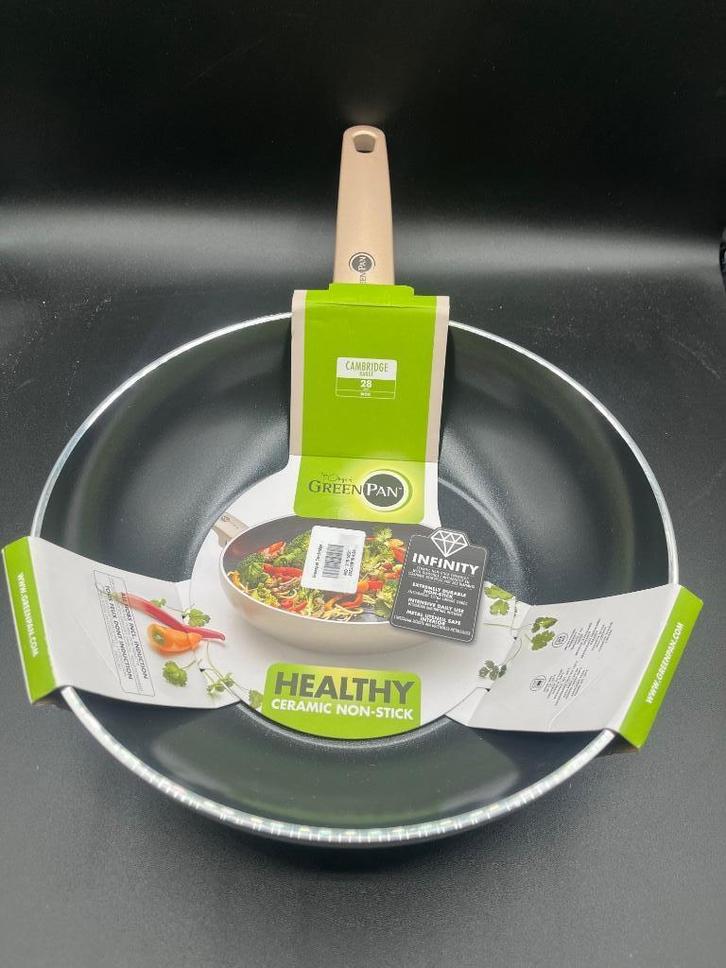 Greenpan Cambridge Wokpan - 28cm - 3,5L - PFAS-vrij - Brons, Huis en Inrichting, Keuken | Potten en Pannen, Nieuw, Wok, Verzenden
