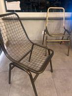 Goudkleurige stalen stoelen, Huis en Inrichting, Stoelen, Ophalen, Gebruikt, Twee, Overige kleuren