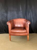 clubfauteuil in rundleder met binnenvering, Huis en Inrichting, Ophalen, Gebruikt, Minder dan 75 cm, Leer