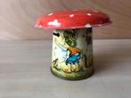 Vintage Spaarpot Blik Paddenstoel Kabouter 8 cm, Ophalen of Verzenden, Gebruikt, Metaal of Blik, Overige thema's