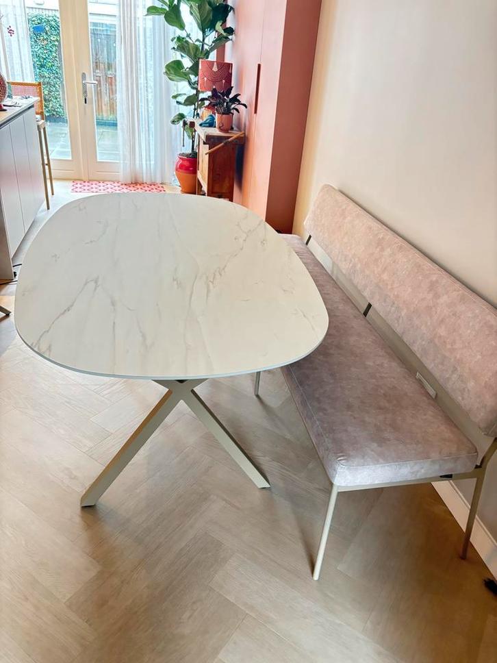 Deens Ovaal Tafelblad Marmerlook 180x105cm, Huis en Inrichting, Tafels | Eettafels, Zo goed als nieuw, 100 tot 150 cm, 150 tot 200 cm