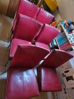 Mooie bordeauxrode eetkamerstoelen - Set van 6, Huis en Inrichting, Stoelen, Ophalen, Gebruikt, Metaal, Modern